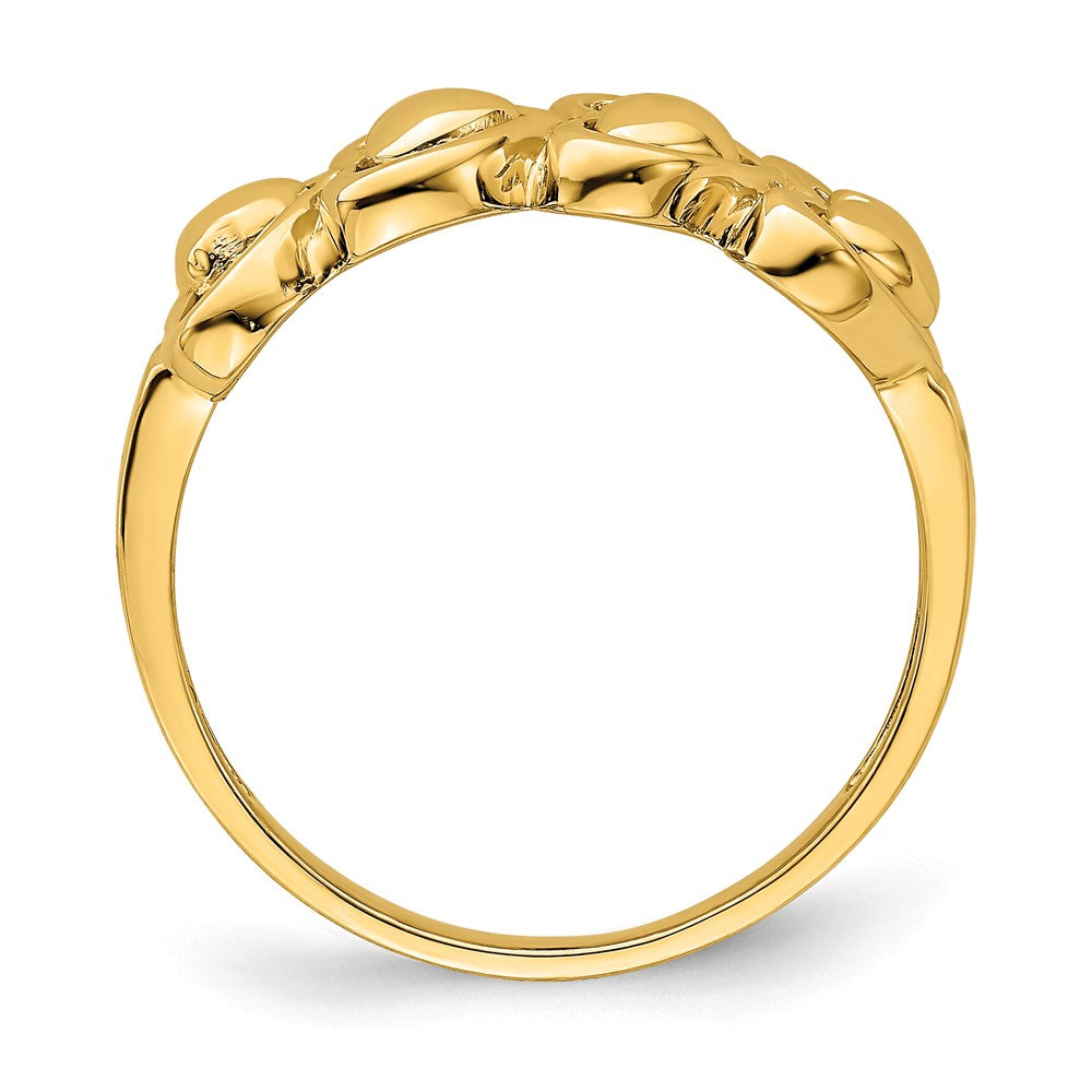 14K Yellow Gold Polished 4 Hearts Ring
