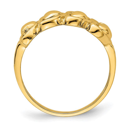 14K Yellow Gold Polished 4 Hearts Ring