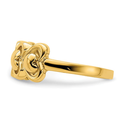 14K Yellow Gold Polished 4 Hearts Ring