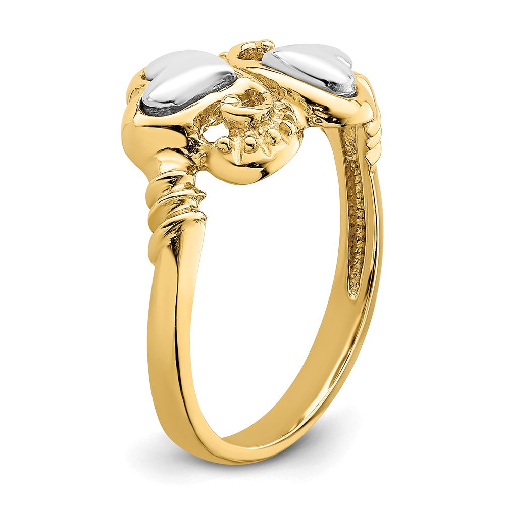 14k Two-Tone Gold Hearts w/ Swirl Design Ring