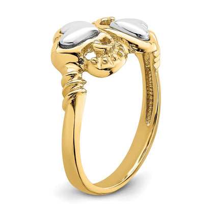 14k Two-Tone Gold Hearts w/ Swirl Design Ring