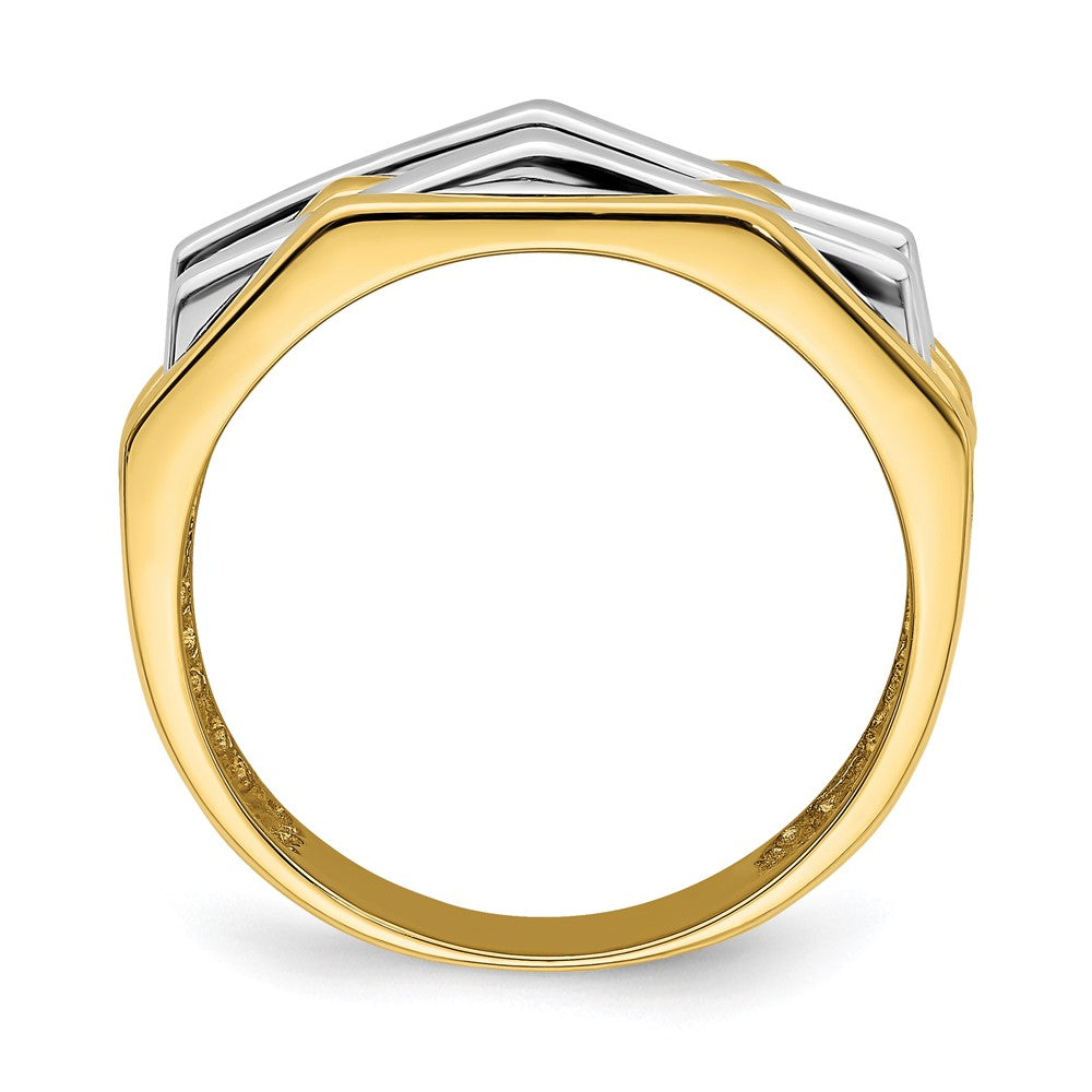 14k Two-Tone Gold Five Ridge Peak Design Ring
