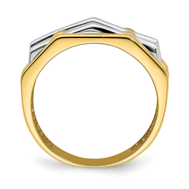 14k Two-Tone Gold Five Ridge Peak Design Ring