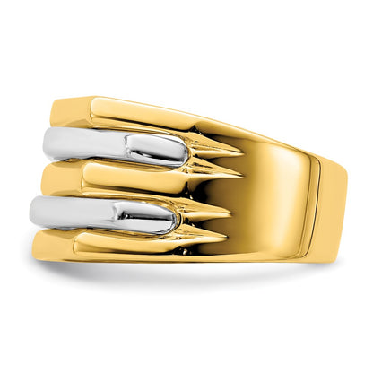14k Two-Tone Gold Five Ridge Peak Design Ring