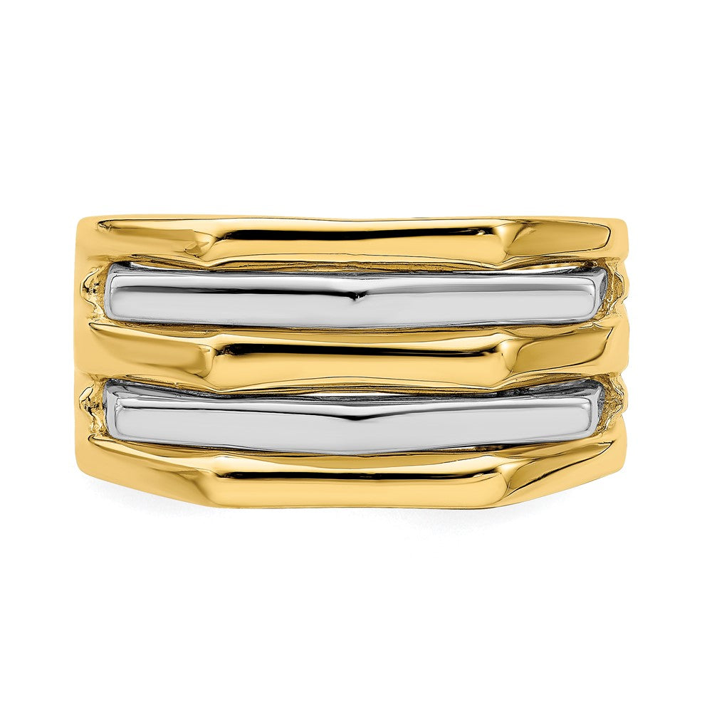 14k Two-Tone Gold Five Ridge Peak Design Ring