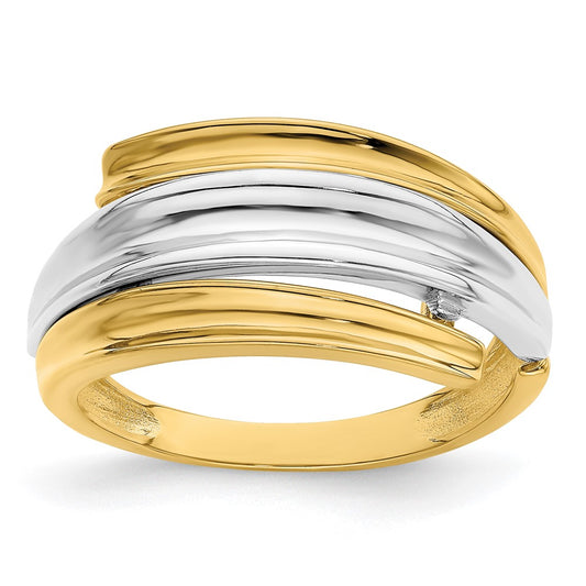 14k Two-Tone Gold Bypass Fashion Ring