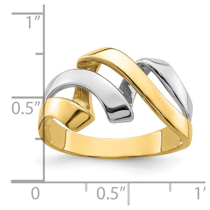 14k Two-Tone Gold Twisted Wave Ring
