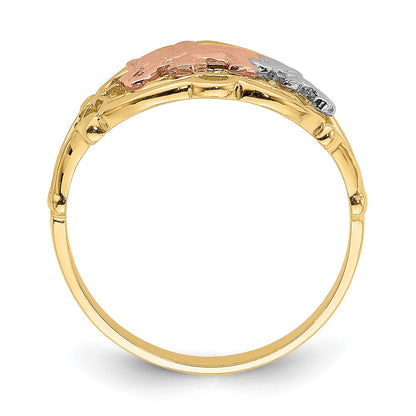 14k Two-Tone Gold w/ White RH Two Elephants Ring