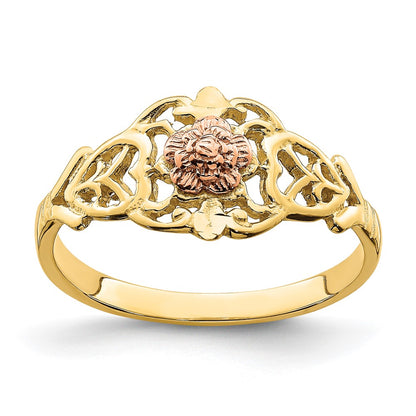 14k Two-Tone Gold Cut-Out Flower Ring