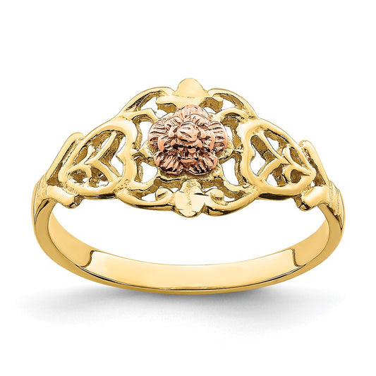14k Two-Tone Gold Cut-Out Flower Ring