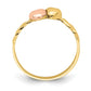 14k Two-Tone Gold Two Hearts Ridged Band