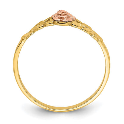 14k Two-tone Gold D/C Leaves w/ Flower Ring
