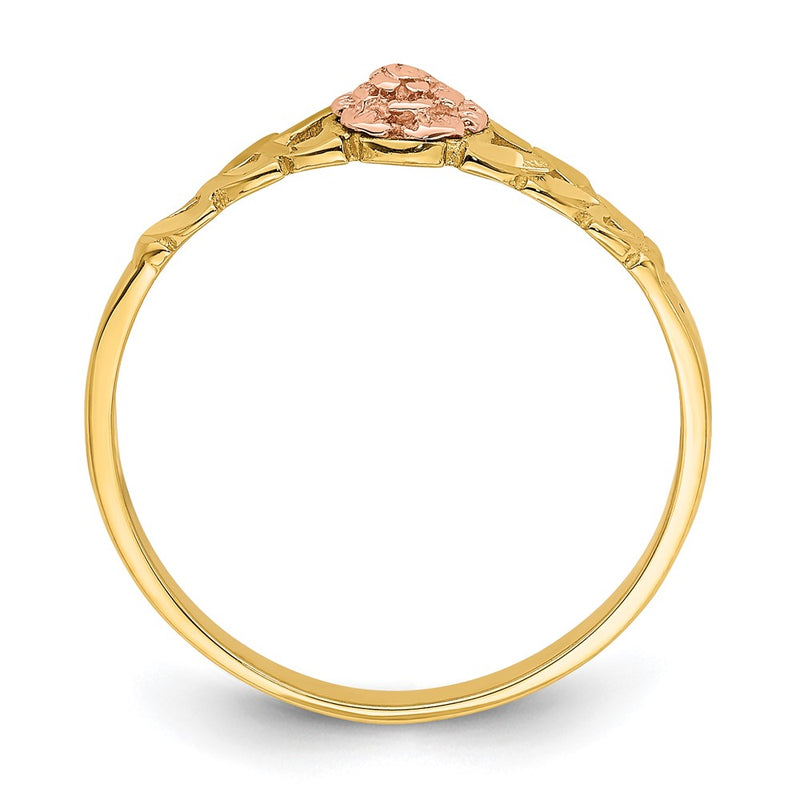 14k Two-tone Gold D/C Leaves w/ Flower Ring
