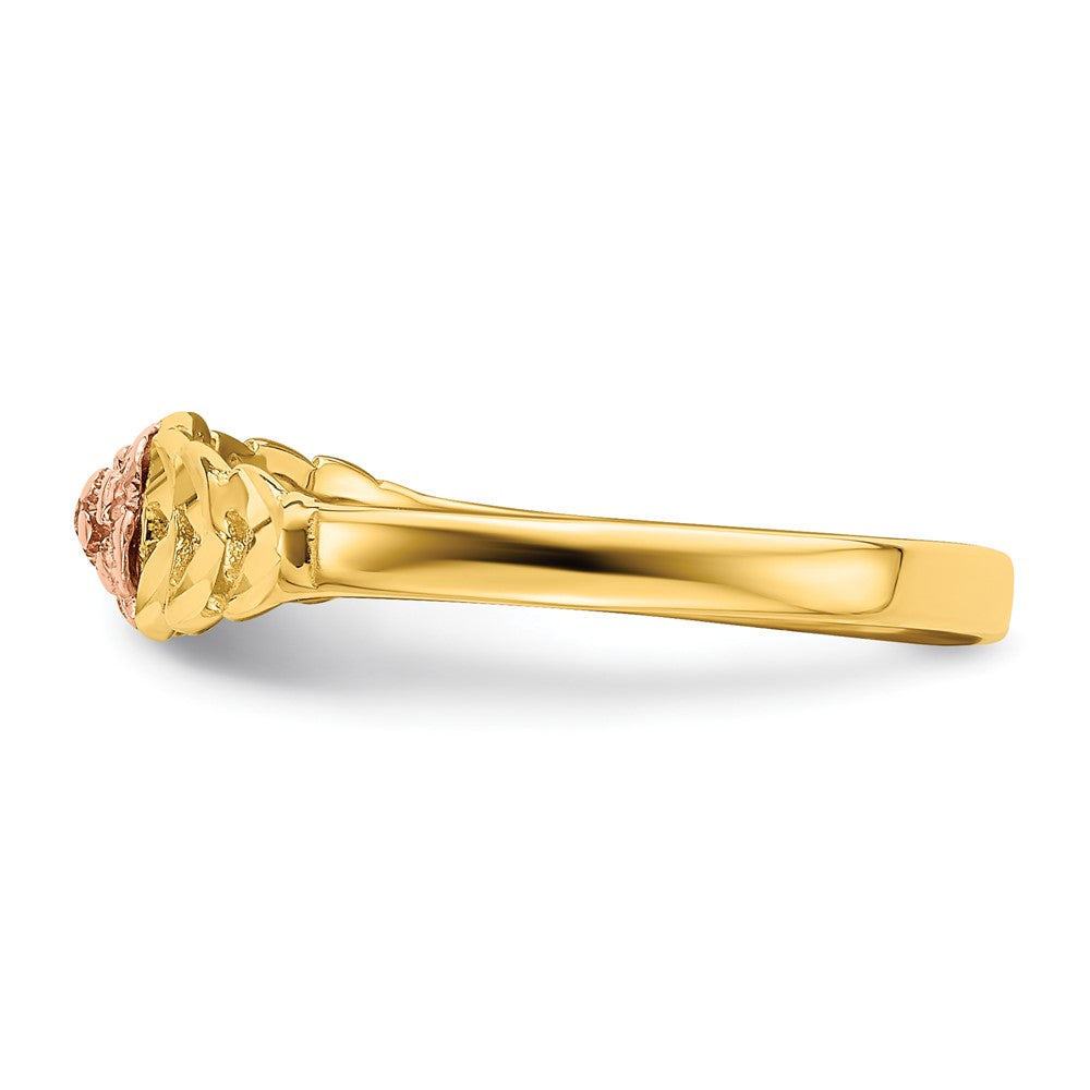 14k Two-tone Gold D/C Leaves w/ Flower Ring