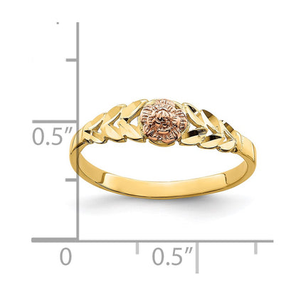 14k Two-tone Gold D/C Leaves w/ Flower Ring