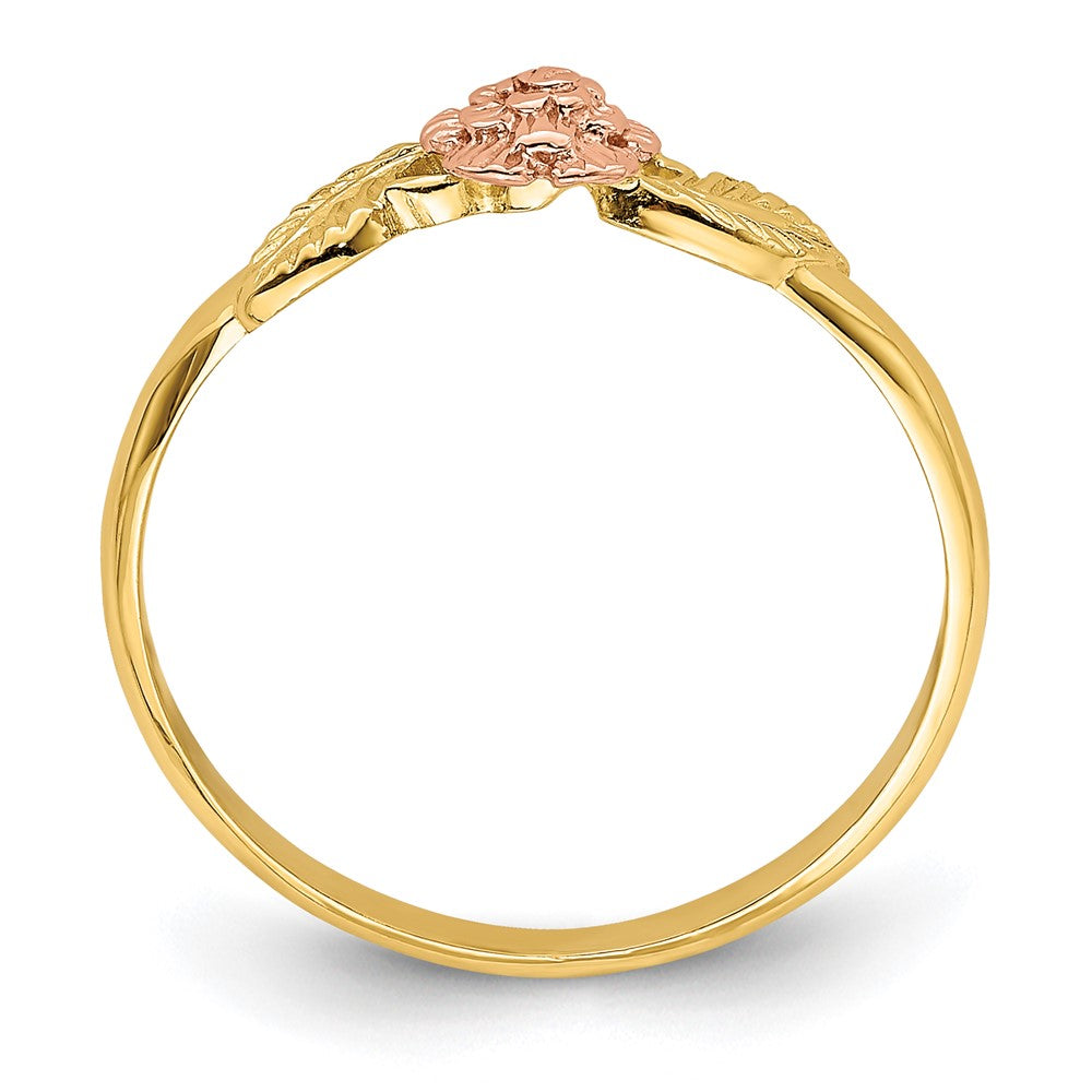 14k Two-tone Gold D/C Leaves w/ Flower Ring