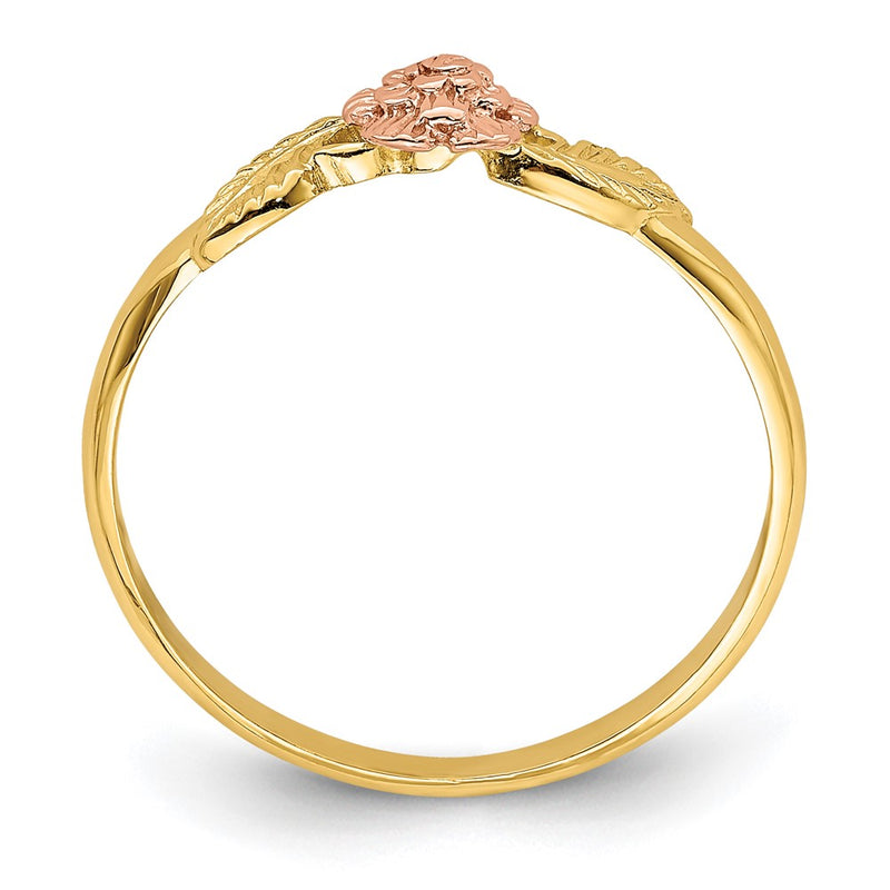 14k Two-tone Gold D/C Leaves w/ Flower Ring