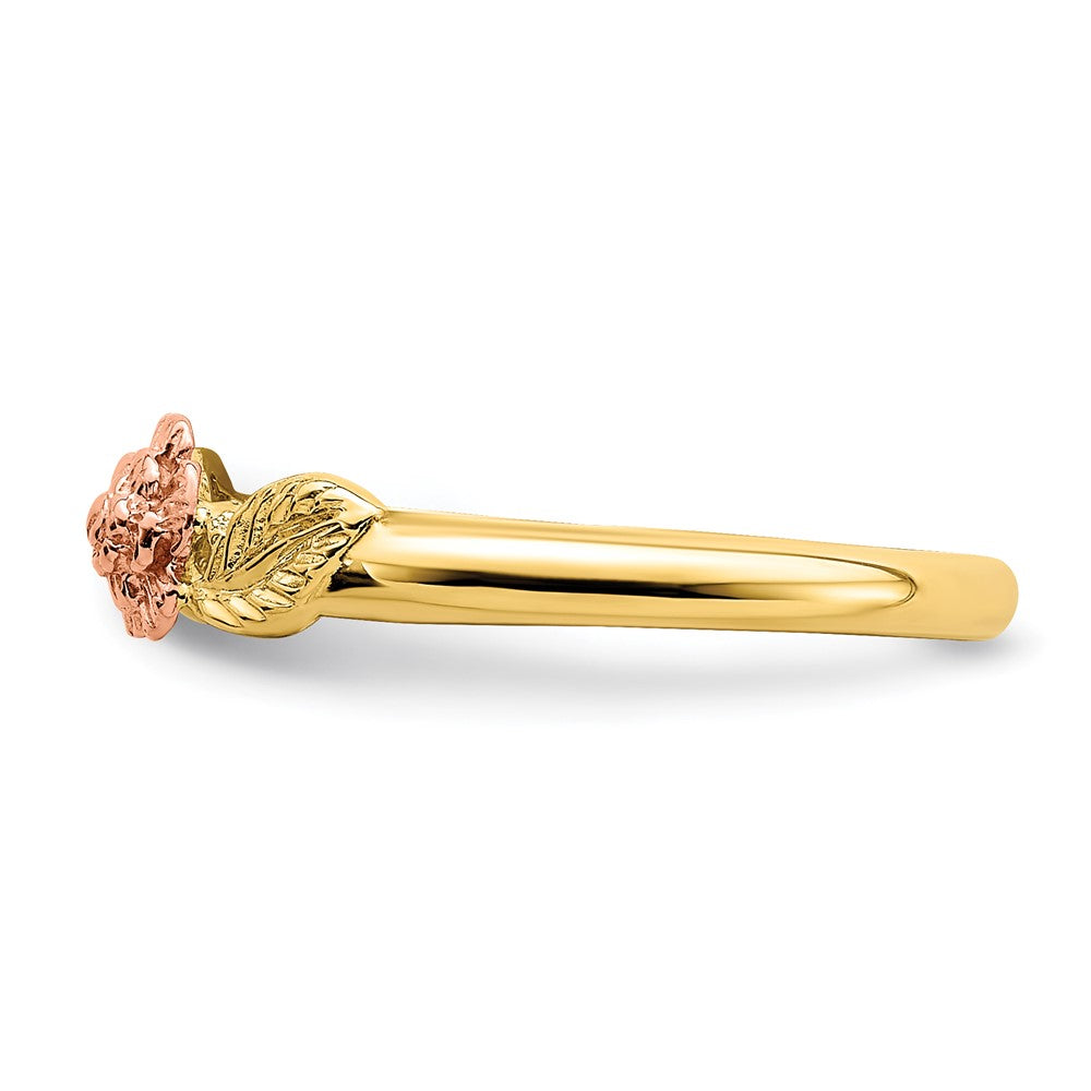 14k Two-tone Gold D/C Leaves w/ Flower Ring