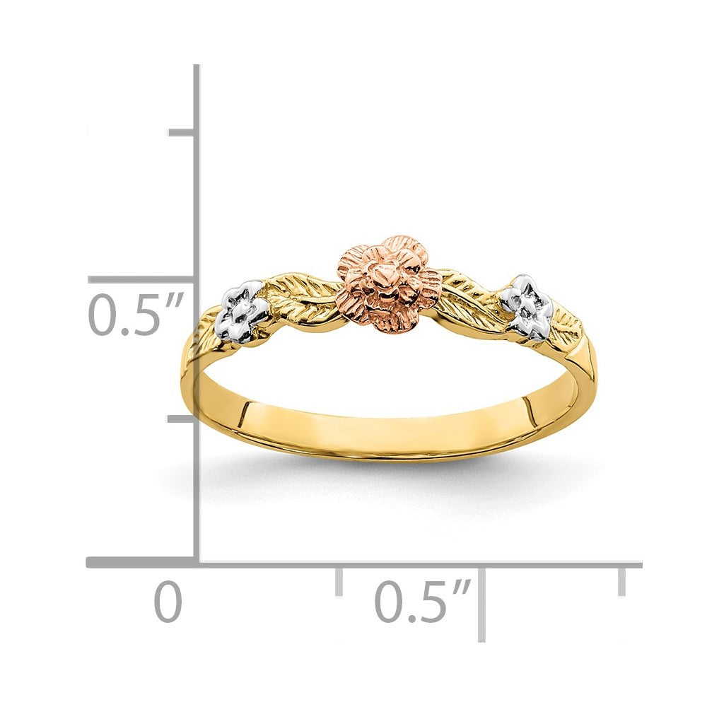 14k Two-Tone Gold w/White Rhodium Flower Ring