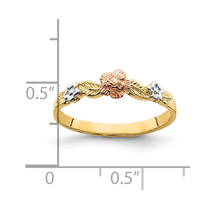 14k Two-Tone Gold w/White Rhodium Flower Ring
