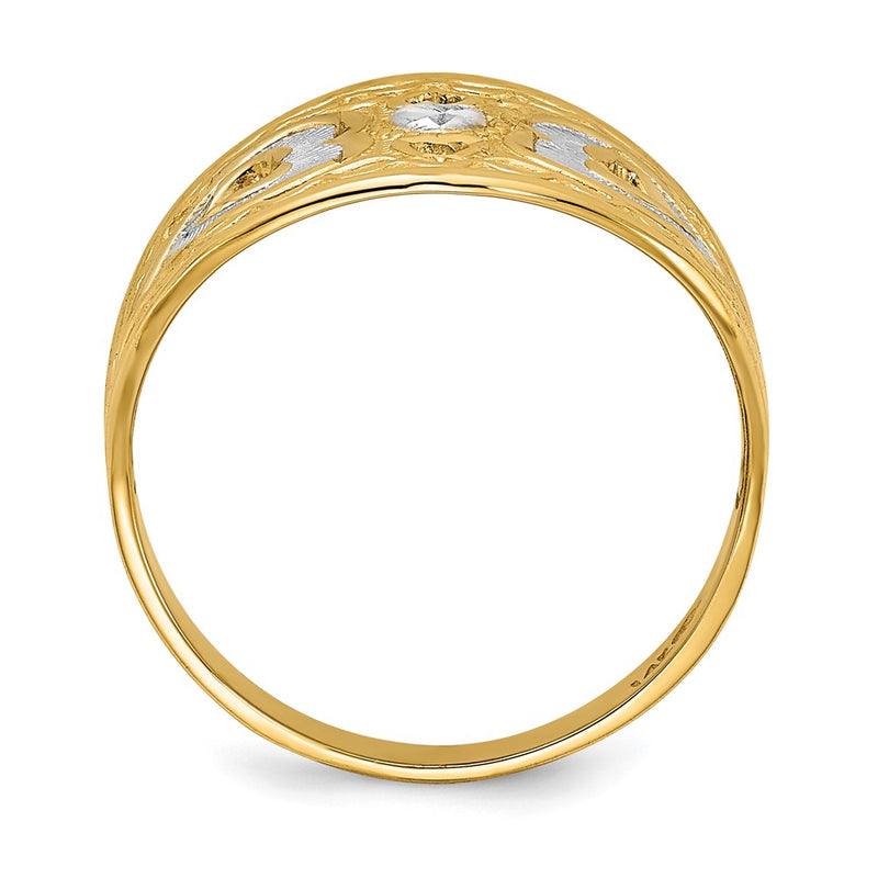 14k Yellow Gold w/ Hearts Starburst Ring