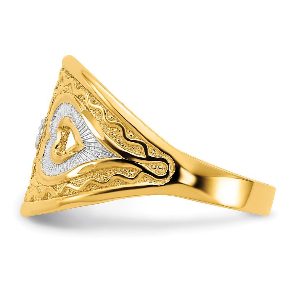 14k Yellow Gold w/ Hearts Starburst Ring