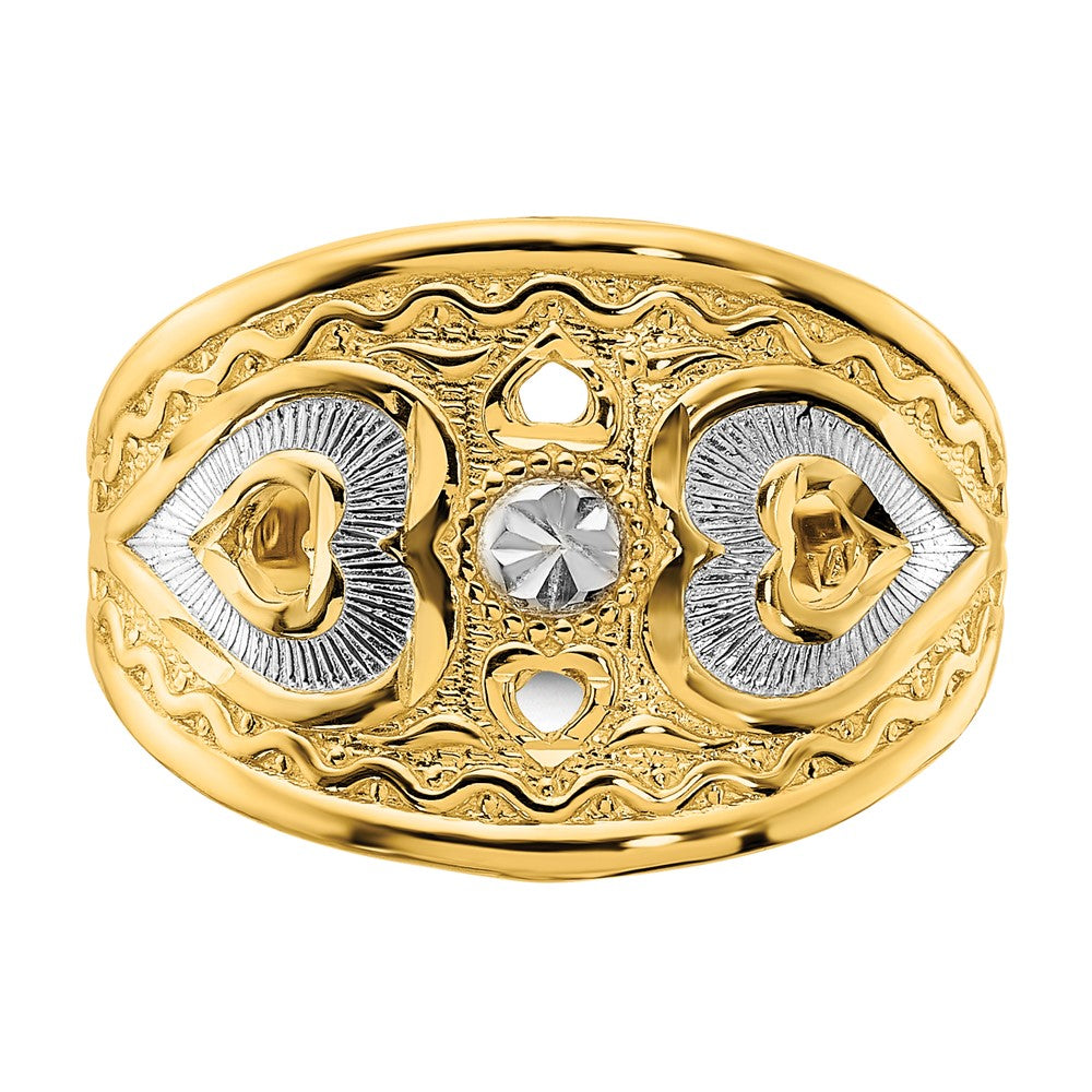 14k Yellow Gold w/ Hearts Starburst Ring