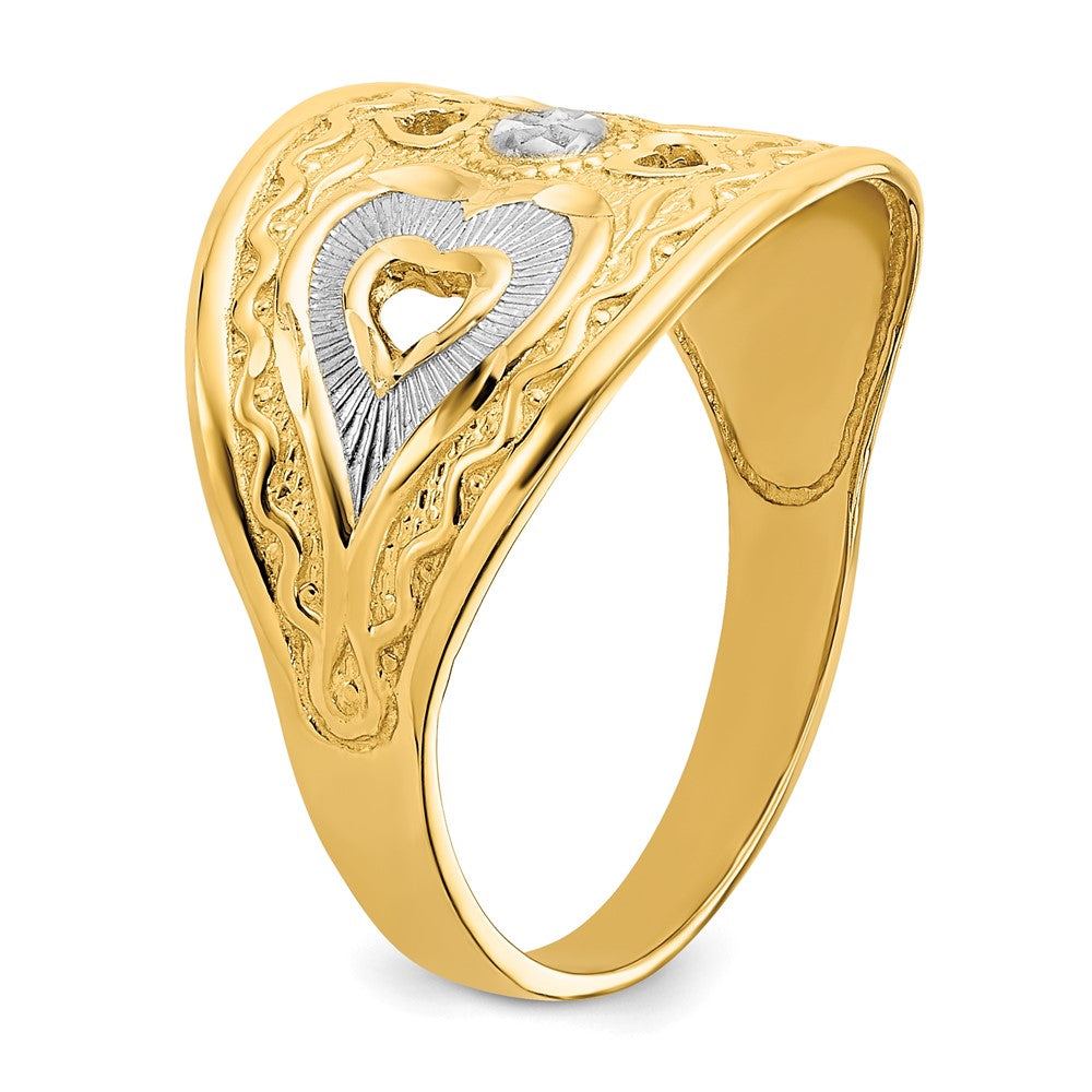 14k Yellow Gold w/ Hearts Starburst Ring