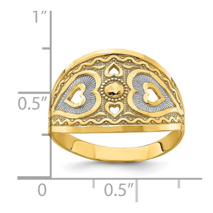 14k Yellow Gold w/ Hearts Starburst Ring