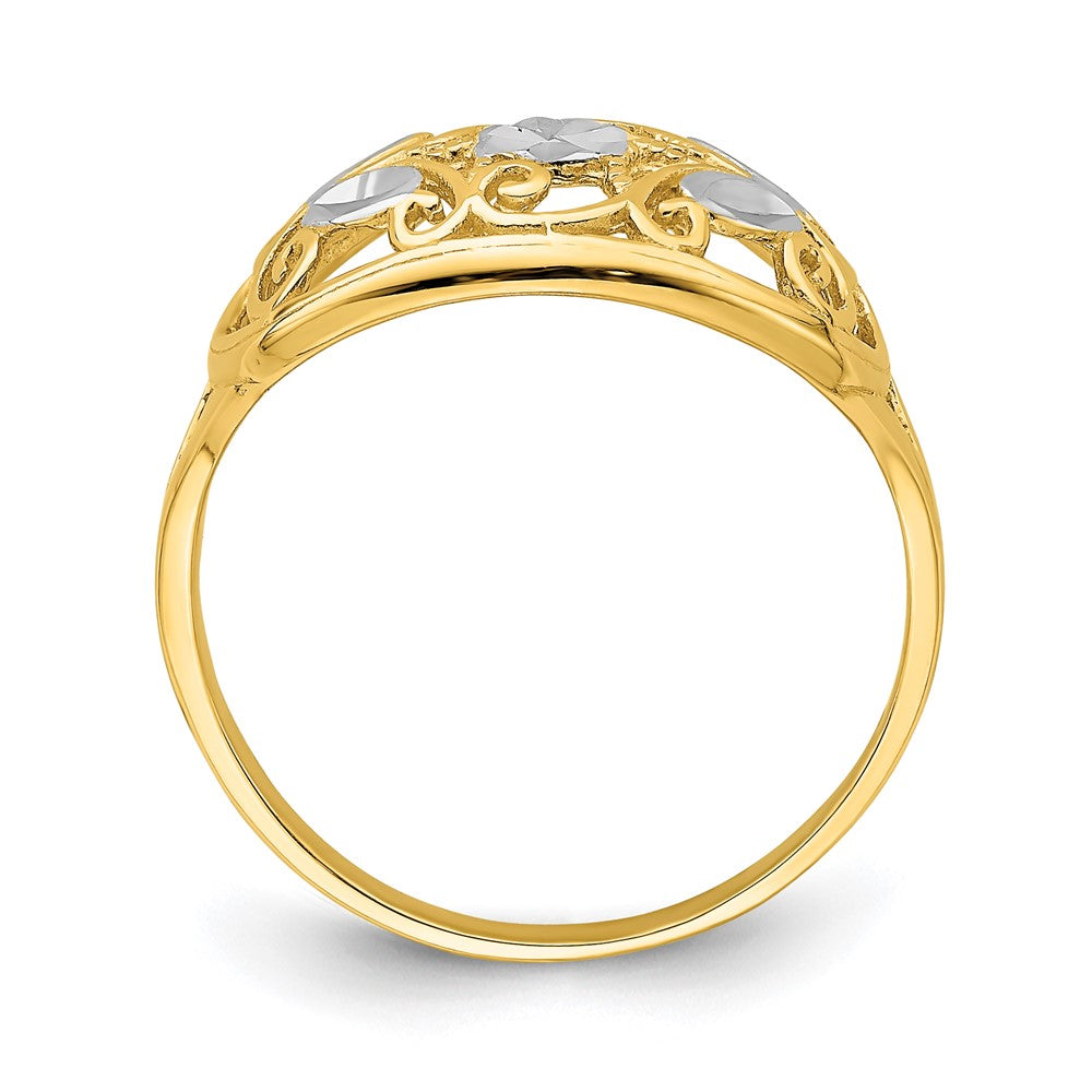 14k Yellow Gold w/Rhodium D/C Oval Filigree Ring