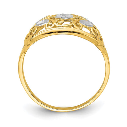 14k Yellow Gold w/Rhodium D/C Oval Filigree Ring