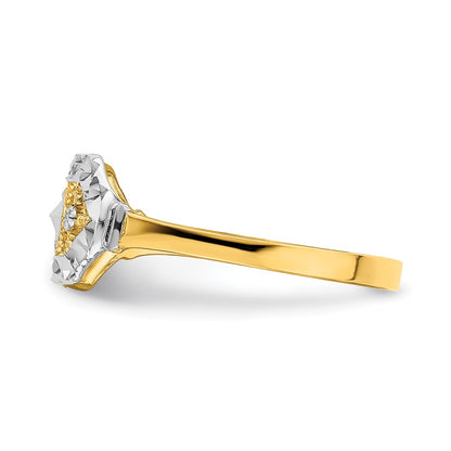 14k Yellow Gold w/ Rhodium D/C Double Octagon Ring
