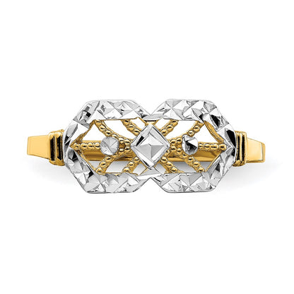 14k Yellow Gold w/ Rhodium D/C Double Octagon Ring