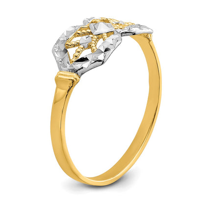 14k Yellow Gold w/ Rhodium D/C Double Octagon Ring