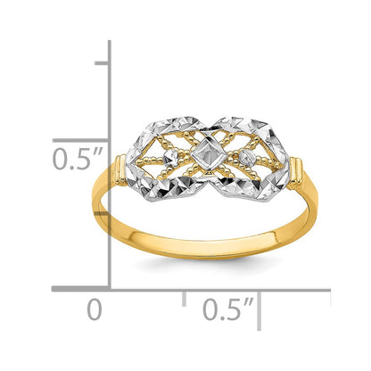 14k Yellow Gold w/ Rhodium D/C Double Octagon Ring