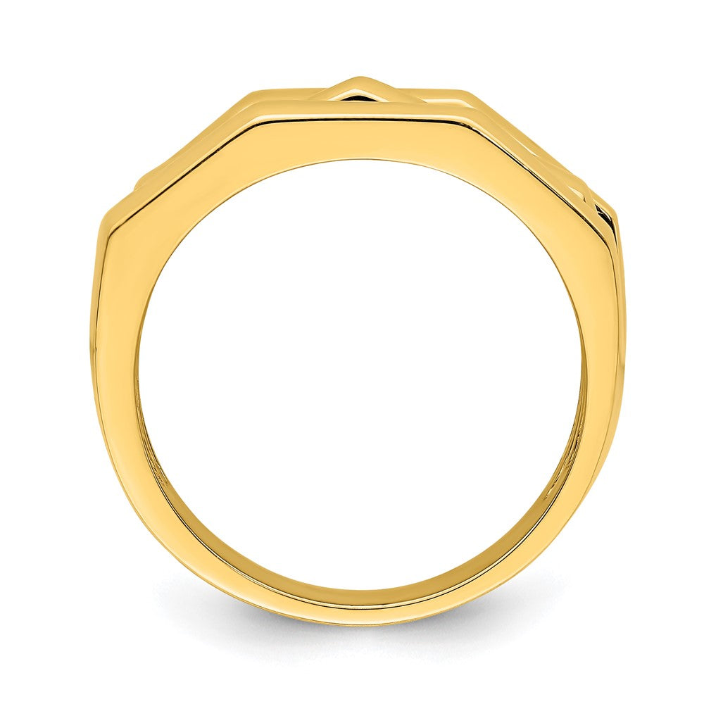 14K Yellow Gold Polished Three Ridged Dome Ring