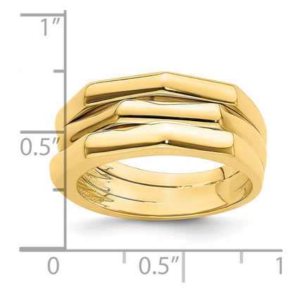 14K Yellow Gold Polished Three Ridged Dome Ring