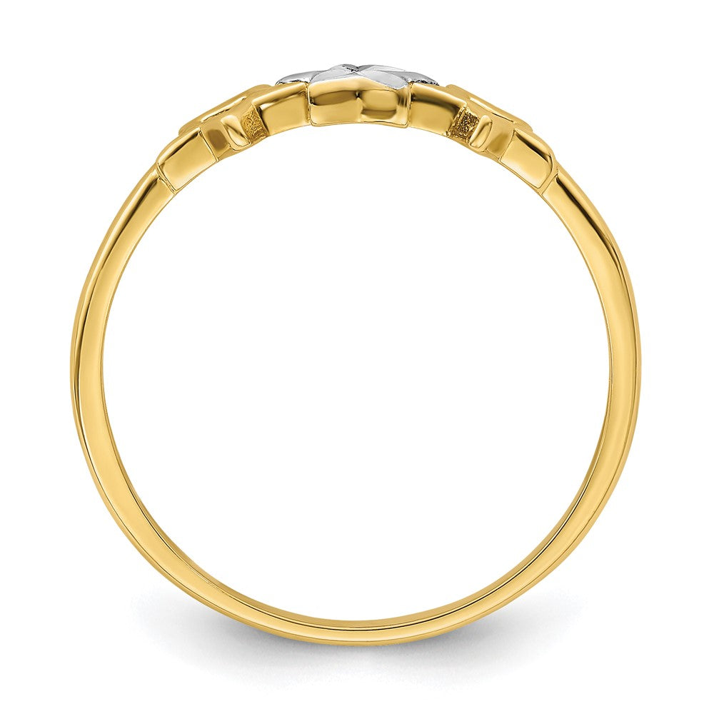 14k Yellow Gold w/Rhodium 3-star Ring