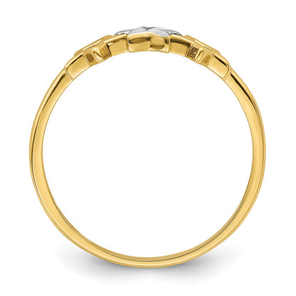 14k Yellow Gold w/Rhodium 3-star Ring
