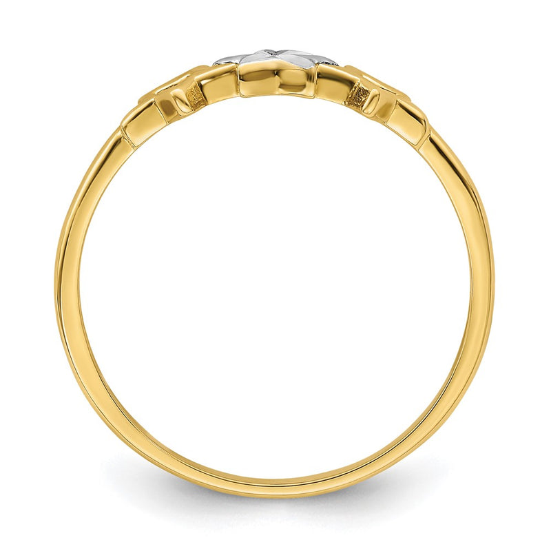 14k Yellow Gold w/Rhodium 3-star Ring