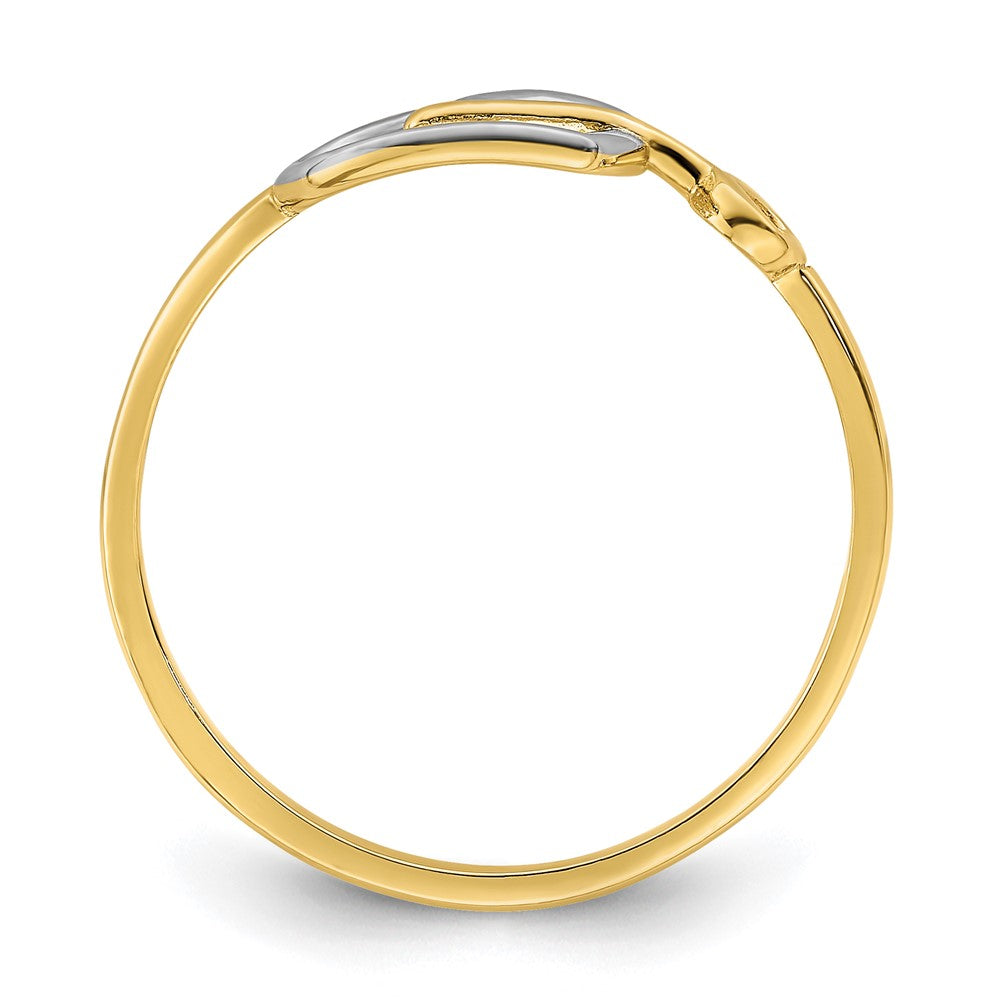 14k Yellow Gold w/Rhodium Heart and Key Ring
