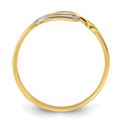 14k Yellow Gold w/Rhodium Heart and Key Ring