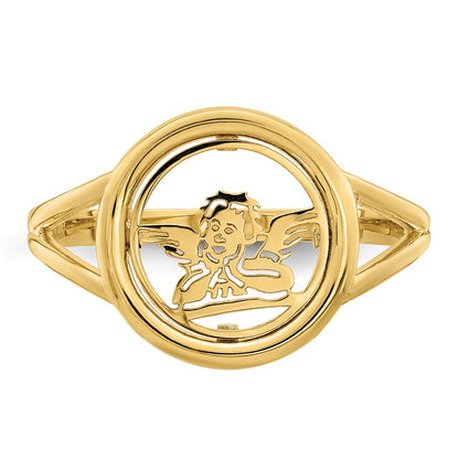 14K Yellow Gold Polished Raphael Angel in Circle Ring
