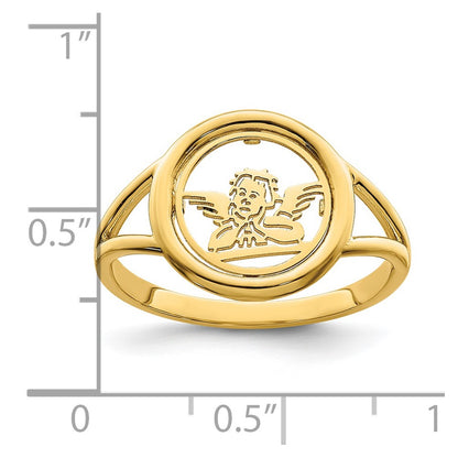 14K Yellow Gold Polished Raphael Angel in Circle Ring