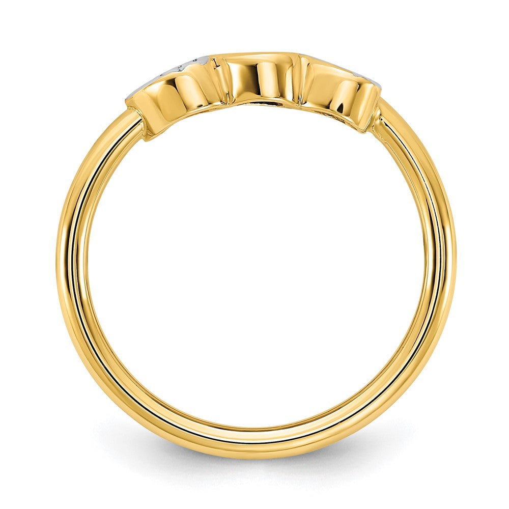 14k Yellow Gold & White Rhodium D/C Hearts Ring