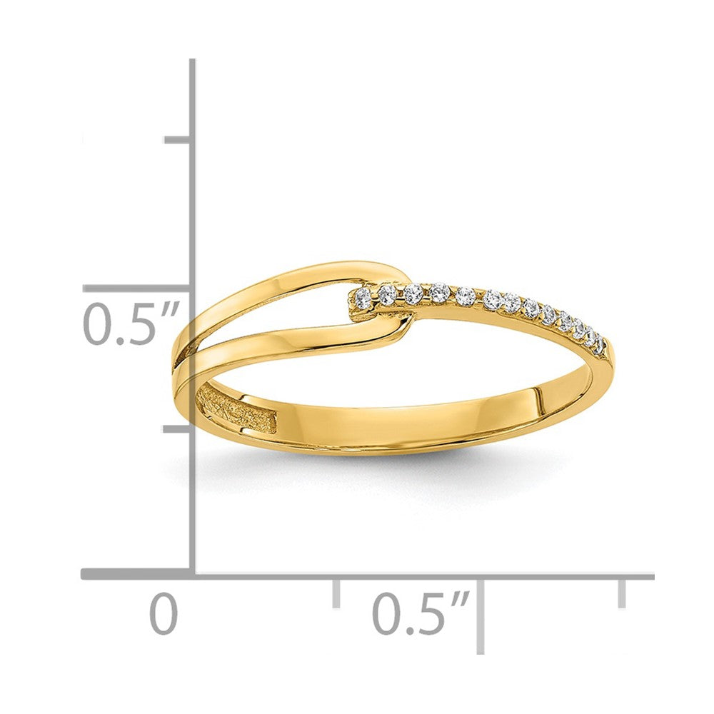 14K Yellow Gold Polished Fancy CZ Ring