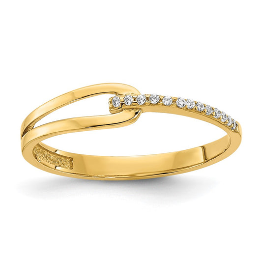 14K Yellow Gold Polished Fancy CZ Ring