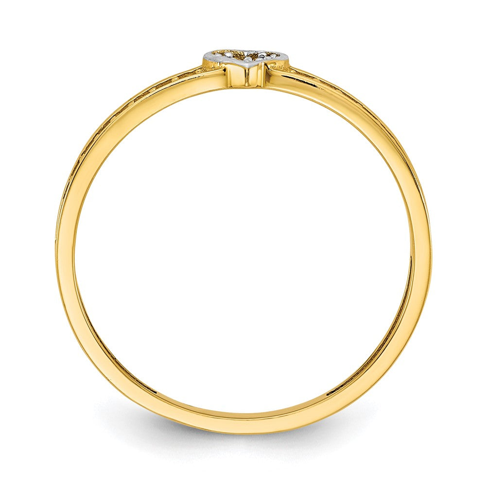 14k Yellow Gold w/ White Rhodium Polished with Heart and CZ Ring