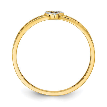 14k Yellow Gold w/ White Rhodium Polished with Heart and CZ Ring