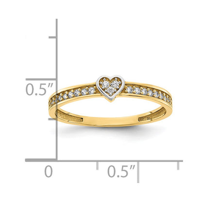 14k Yellow Gold w/ White Rhodium Polished with Heart and CZ Ring